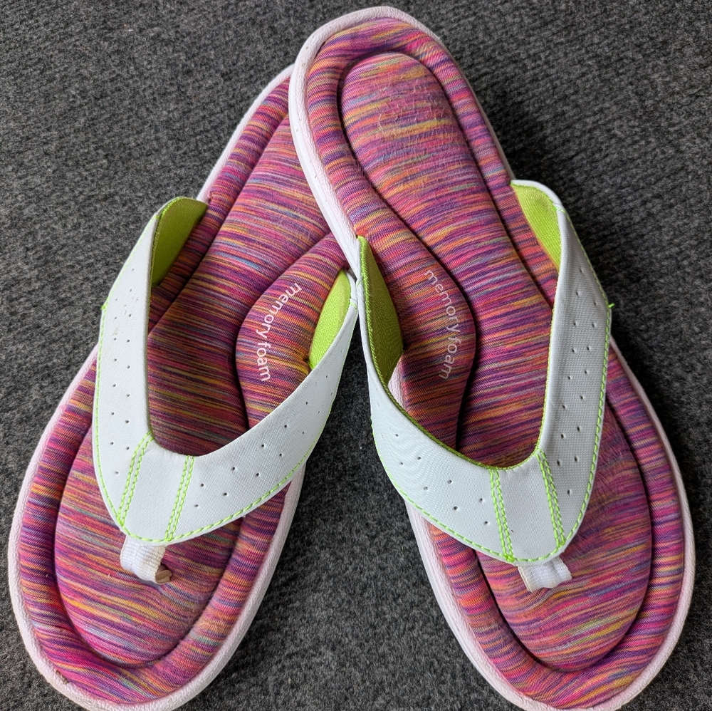 OP White and Pink Sandals with Memory Foam Size L 9-10